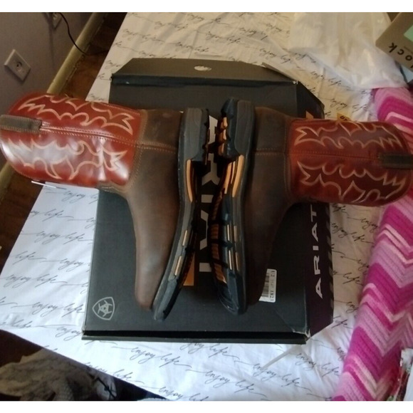 Men's WorkHog Square Toe Steel Toe Work Boot by Ariat 10D New in Box Pull On - Picture 7 of 8